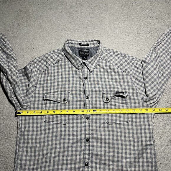 Lucky Brand Flannel Shirt Mens Large Plaid Snap Lightweight Biker Grunge Skate - Picture 4 of 9